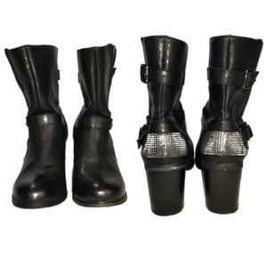 TORRID MOTO ANKLE HEELED SPIKED ZIPPER BOOT